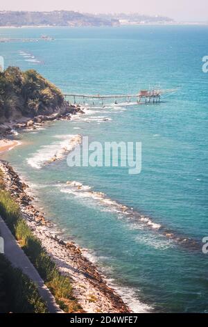 Trabocco an der Chieti-Küste in den Abruzzen (Italien) Stockfoto