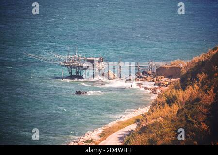 Trabocco an der Chieti-Küste in den Abruzzen (Italien) Stockfoto