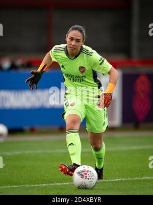 Crawley, Großbritannien. Oktober 2020. Torhüterin Manuela Zinsberger vom Arsenal beim FAWSL-Spiel zwischen Brighton und Hove Albion und Arsenal Women am 11. Oktober 2020 im People's Pension Stadium, Crawley, England. Foto von Andy Rowland. Kredit: Prime Media Images/Alamy Live Nachrichten Stockfoto