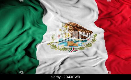 Mexikanische Flagge - Mexiko Nation Cover Hintergrund - Regierung, Land und Reisen - Banner, Wallpaper 3D-Illustration Stockfoto