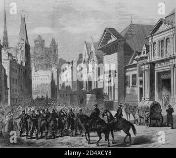 Invasion der deutschen Truppen in Amiens nach der Schlacht mit Moreuil, am 28. November 1870, illustrierte Kriegsgeschichte, Deutsch-Französischer Krieg 1870-1871 Stockfoto