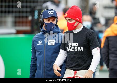 Nurburg, Deutschland. Oktober 2020. GASLY Pierre (Fra), Scuderia AlphaTauri Honda AT01, LECLERC Charles (mco), Scuderia Ferrari SF1000, Portrait während der Formel 1 Aramco Grosser Preis der Eifel 2020, Eifel Grand Prix, vom 9. Bis 11. Oktober 2020 auf dem N.rburgring, in N.rburg, Deutschland - Foto Antonin Vincent / DPPI Live Credit: LM/DPPI/News in Vincent/Alamy Stockfoto