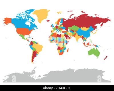 Weltkarte. Hohe detaillierte leere politische Karte der Welt. 5 Farben Schema Vektorkarte auf weißem Hintergrund. Stock Vektor