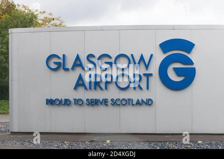 Glasgow Airport Schild und Logo, Glasgow, Schottland, Großbritannien Stockfoto