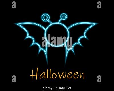 Neon-Ikone für halloween auf dunklem Hintergrund. Neon Fledermaus Illustration für Einladung Stock Vektor