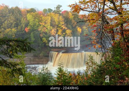 Upper Tahquamenon Falls, Tahquamenon Falls SP, Autumn, Michigan, USA von James D. Coppinger/Dembinsky Photo Assoc Stockfoto