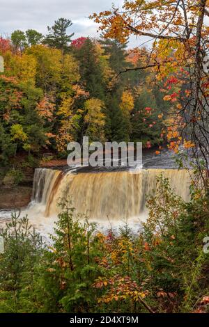 Upper Tahquamenon Falls, Tahquamenon Falls SP, Autumn, Michigan, USA von James D. Coppinger/Dembinsky Photo Assoc Stockfoto