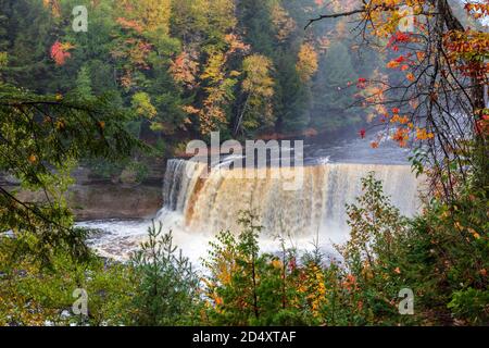 Upper Tahquamenon Falls, Tahquamenon Falls SP, Autumn, Michigan, USA von James D. Coppinger/Dembinsky Photo Assoc Stockfoto