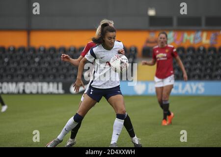 London, Großbritannien. Oktober 2020. Bitte tragen Sie die Namen der Spieler ein, wenn möglich während des Women's Super League Spiels zwischen Tottenham Hotspur und Manchester United am 10. Oktober 2020 im Hive, London, England. Tom West/Sports Press Bildquelle: SPP Sport Press Foto. /Alamy Live Nachrichten Stockfoto