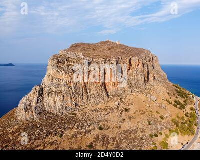 Luftpanorama von Monemvasia befestigte Stadt in Griechenland Stockfoto