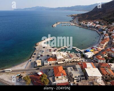 Luftpanorama von Monemvasia befestigte Stadt in Griechenland Stockfoto