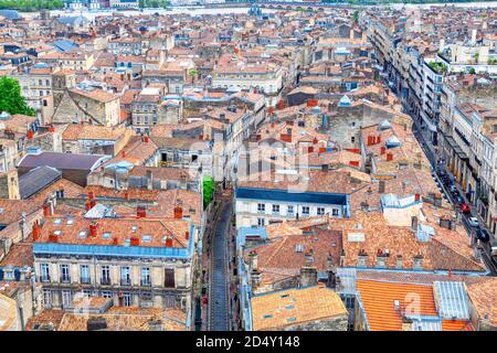 Luftaufnahme der Altstadt von Bordeaux Stockfoto