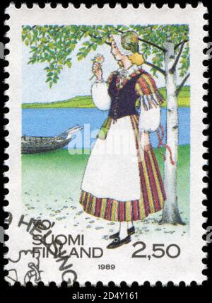 Briefmarke aus Finnland in der Reihe Norden 1989 Stockfoto