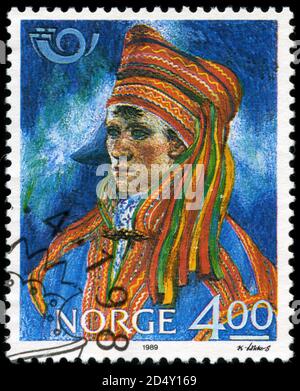 Briefmarke aus Norwegen im Norden 1989 - Kostüme Serie Stockfoto