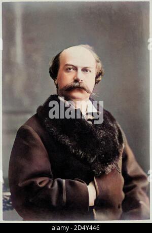 1880 Ca, London, GROSSBRITANNIEN : der berühmte italienische Schauspieler TOMMASO SALVINI ( 1829 - 1915 ). Foto von W. & D. Downey , London . DIGITAL EINGEFÄRBT . - TEATRO - THEATER - THEATER - attore teatrale - baffi - Schnurrbart - Pelzkragen - colletto di pelliccia - cravatta - Krawatte Bogen --- ARCHIVIO GBB Stockfoto