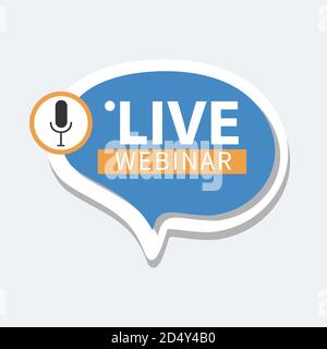 Live Webinar Button, Symbol, Emblem Label Gradient Vektor-Illustration flach lineare Abzeichen und Banner, Blase, scrollen, Text Rede, Aufkleber, Band, embem Stock Vektor