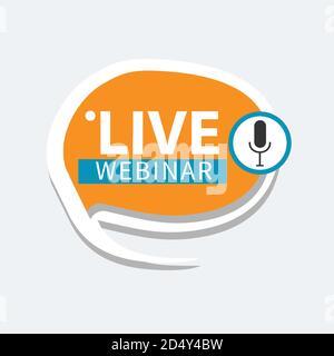 Live Webinar Button, Symbol, Emblem Label Gradient Vektor-Illustration flach lineare Abzeichen und Banner, Blase, scrollen, Text Rede, Aufkleber, Band, embem Stock Vektor