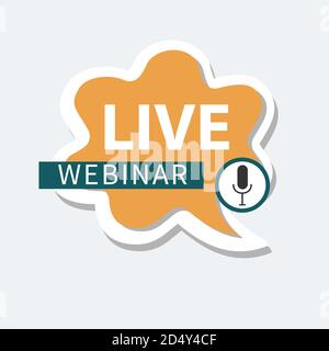 Live Webinar Button, Symbol, Emblem Label Gradient Vektor-Illustration flach lineare Abzeichen und Banner, Blase, scrollen, Text Rede, Aufkleber, Band, embem Stock Vektor