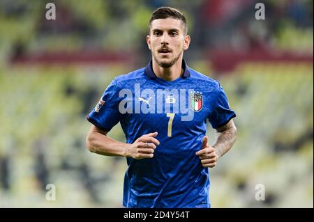 Danzig, Polen. Oktober 2020. Lorenzo Pellegrini aus Italien in Aktion während des UEFA Nations League-Spiels zwischen Polen und Italien im Energa Stadium. (Endstand: Polen 0:0 Italien) Credit: SOPA Images Limited/Alamy Live News Stockfoto