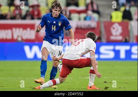 Danzig, Polen. Oktober 2020. Federico Chiesa von Italien im Einsatz während des UEFA Nations League-Spiels zwischen Polen und Italien im Energa Stadium. (Endstand: Polen 0:0 Italien) Credit: SOPA Images Limited/Alamy Live News Stockfoto