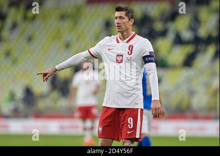 Danzig, Polen. Oktober 2020. Robert Lewandowski aus Polen in Aktion während des UEFA Nations League-Spiels zwischen Polen und Italien im Energa Stadium. (Endstand: Polen 0:0 Italien) Credit: SOPA Images Limited/Alamy Live News Stockfoto