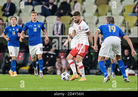 Danzig, Polen. Oktober 2020. Mateusz Klich aus Polen in Aktion während des UEFA Nations League-Spiels zwischen Polen und Italien im Energa Stadium. (Endstand: Polen 0:0 Italien) Credit: SOPA Images Limited/Alamy Live News Stockfoto