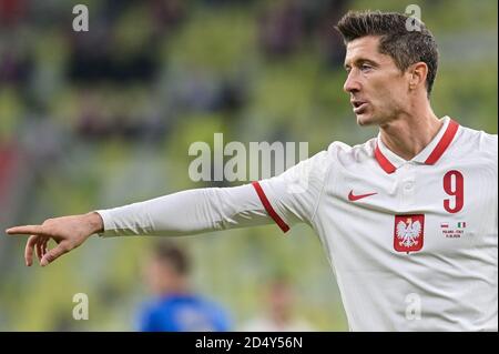 Danzig, Polen. Oktober 2020. Robert Lewandowski aus Polen in Aktion während des UEFA Nations League-Spiels zwischen Polen und Italien im Energa Stadium. (Endstand: Polen 0:0 Italien) Credit: SOPA Images Limited/Alamy Live News Stockfoto