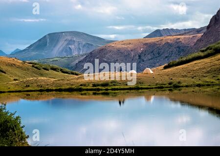 Camping am Cataract Lake auf dem 485 Mile Colorado Trail, in der Nähe von Lake City, Colorado Stockfoto