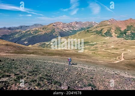 Wandern durch die San Juan Mountains auf dem 485 Meilen langen Colorado Trail, Colorado Stockfoto