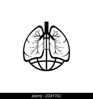 Symbol für die Linie „Erde und Lunge“. Internationaler Tag der Lungenentzündung. Vektor der Designvorlage Stock Vektor