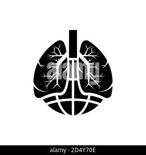 Symbol für Erde und Lunge. Internationaler Tag der Lungenentzündung. Vektor der Designvorlage Stock Vektor