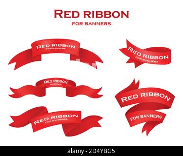 Symbol für Farbbandvektoren: Rote Farbe auf weißem Hintergrund einstellen. Weihnachtssticker und Dekoration für App und Web. Label-, Badge- und Borders-Kollektion. Stock Vektor