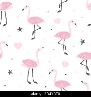 Kindliche nahtlose Muster mit niedlichen Flamingo . Kreative Textur für Stoff und Textil Stock Vektor