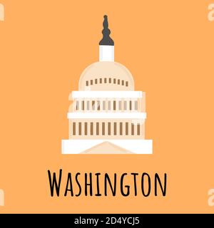Capitol in Washington. Handgezeichnete Vektorgrafik isoliert auf weißem Hintergrund Stock Vektor