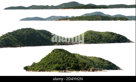 Panorama Insel, Hügel, Berg isoliert auf weißem Hintergrund, mit Clipping Pfad. Berggipfel. Stockfoto