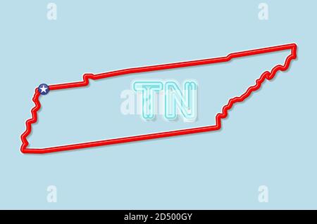 Tennessee US State Bold Outline Karte. Vektorgrafik Stock Vektor