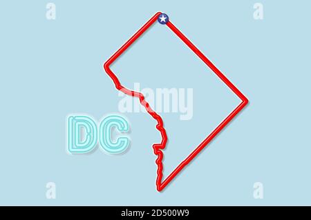 Distrikt von Columbia oder Washington DC Fett umrissende Karte. Vektorgrafik Stock Vektor