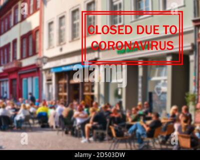 Restaurant und Bar wegen Coronavirus oder Covid 19 geschlossen Stockfoto