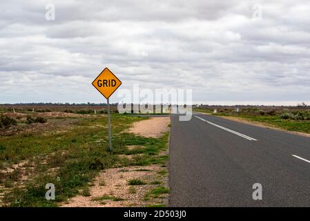 Viehgitter-Straßenschild, New South Wales Australien Stockfoto