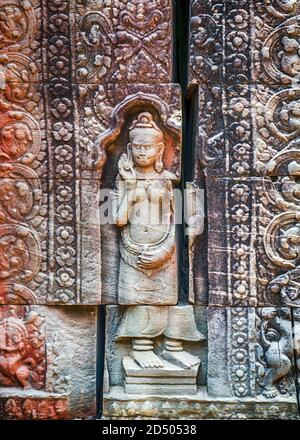 Apsara Bas Relief im Angkor Wat Tempel Kambodscha Stockfoto