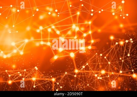 Hintergrund der Verbindungstechnologien. Wireless-Konzept. 3D-Rendering. Abstrakt verbundene Punkte. Stockfoto