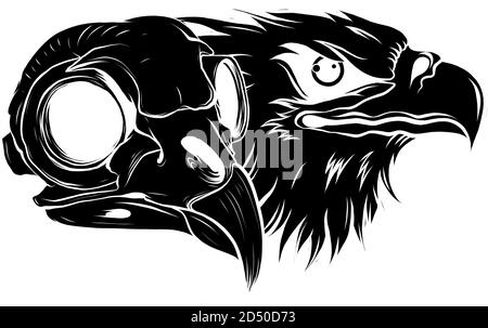 Schwarze Silhouette Vektor bald Adler oder Hawk Head Mascot Grafik Stock Vektor