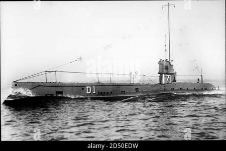 Britisches U Boot, Royal Navy, HMS D 1, weltweit im Einsatz Stockfoto