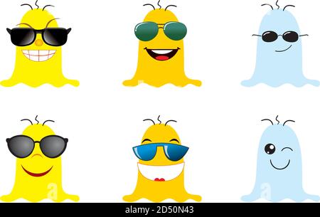 Satz von lächelnden Gesichtern, Vektorgrafiken, beweglichen Elementen Stock Vektor