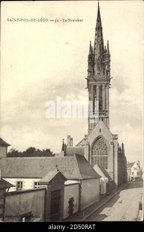 Saint Pol de Leon Finistère, Le Kreisker, Glockenturm, Kirche Stockfoto