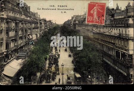 Paris, Le Boulevard Montmartre, Blick auf den Boulevard Stockfoto