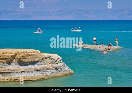 Sandsteinfelsen, Sidari, Korfu Insel, Griechenland Stockfoto
