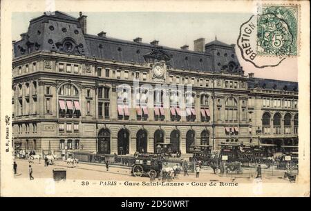 Paris, vue générale de la Gare Saint Lazare, Cour de Rome – weltweite Nutzung Stockfoto