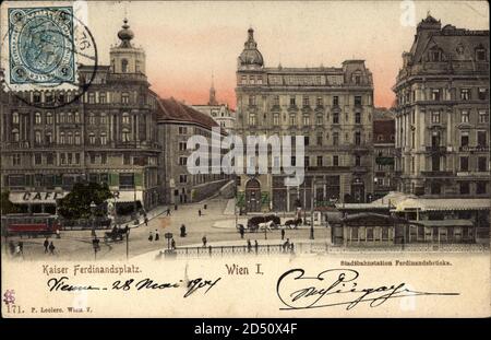 Wien Innere Stadt, Kaiser Ferdinandsplatz, Stadtbahnstation Ferdinandbrücke Stockfoto
