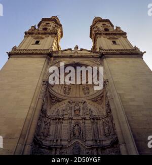 FACHADA OCCIDENTAL DE LA CATEDRAL DE SANTA MARIA LA REDONDA - SIGLO XVIIII - BARROCO ESPAÑOL. AUTOR: MARTIN DE BERATUA. ORT: CATEDRAL DE SANTA MARIA LA REDONDA. Logrono. Rioja. SPANIEN. Stockfoto